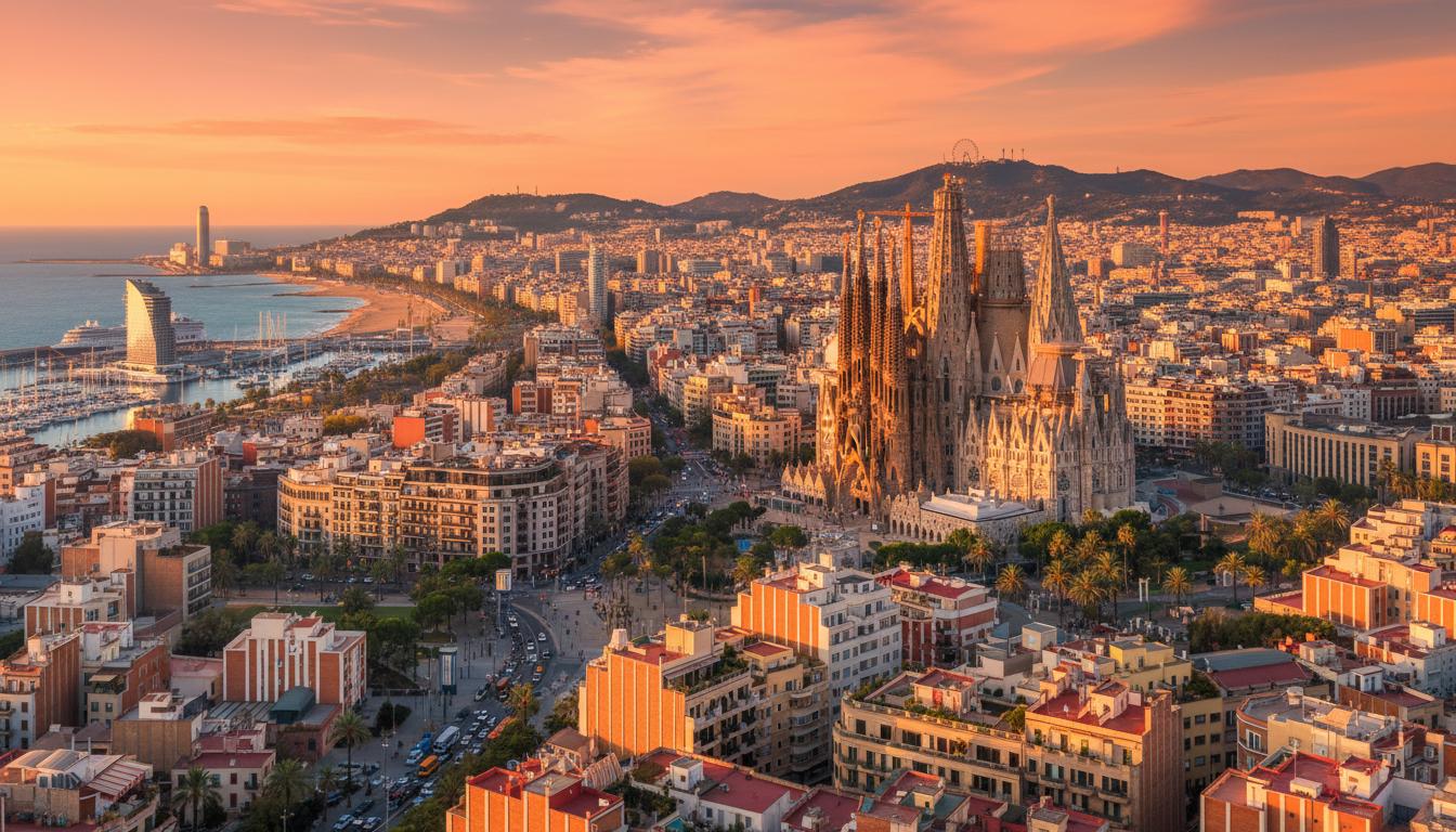 Barcelona skyline and Mediterranean coast